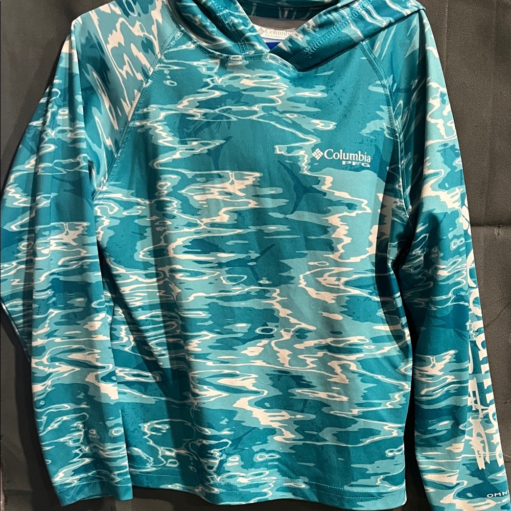 Columbia Aqua and White Patterned Hoodie